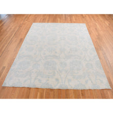 Load image into Gallery viewer, 8&#39;x10&#39;1&quot; Rose White, Tone On Tone, Soft Colors, Peshawar With Oushak Damask Borderless Scroll Design, Pure Wool, Hand Knotted, Oriental Rug FWR522054