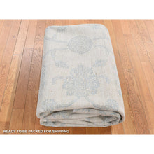 Load image into Gallery viewer, 8&#39;x10&#39;1&quot; Rose White, Tone On Tone, Soft Colors, Peshawar With Oushak Damask Borderless Scroll Design, Pure Wool, Hand Knotted, Oriental Rug FWR522054