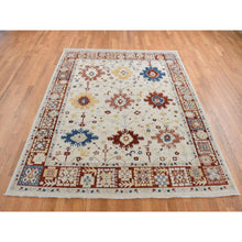Load image into Gallery viewer, 7&#39;9&quot;x9&#39;9&quot; Parchment White, Peshawar With Large Elements Mahal Design, Hand Knotted, Pure Wool, Oriental Rug FWR522060