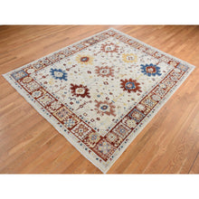 Load image into Gallery viewer, 7&#39;9&quot;x9&#39;9&quot; Parchment White, Peshawar With Large Elements Mahal Design, Hand Knotted, Pure Wool, Oriental Rug FWR522060