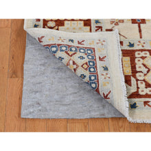 Load image into Gallery viewer, 7&#39;9&quot;x9&#39;9&quot; Parchment White, Peshawar With Large Elements Mahal Design, Hand Knotted, Pure Wool, Oriental Rug FWR522060