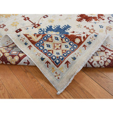 Load image into Gallery viewer, 7&#39;9&quot;x9&#39;9&quot; Parchment White, Peshawar With Large Elements Mahal Design, Hand Knotted, Pure Wool, Oriental Rug FWR522060