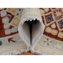 Load image into Gallery viewer, 7&#39;9&quot;x9&#39;9&quot; Parchment White, Peshawar With Large Elements Mahal Design, Hand Knotted, Pure Wool, Oriental Rug FWR522060