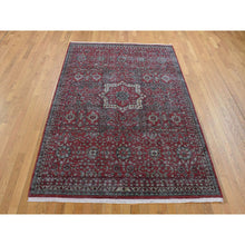 Load image into Gallery viewer, 6&#39;1&quot;x9&#39; Vermilion Red, Vintage Look Mamluk, Zero Pile, Shaved Down, Worn and Distressed Wool, Hand Knotted, Oriental Rug FWR522072