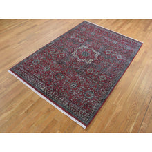 Load image into Gallery viewer, 6&#39;1&quot;x9&#39; Vermilion Red, Vintage Look Mamluk, Zero Pile, Shaved Down, Worn and Distressed Wool, Hand Knotted, Oriental Rug FWR522072