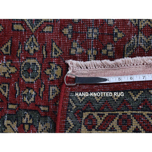 6'1"x9' Vermilion Red, Vintage Look Mamluk, Zero Pile, Shaved Down, Worn And Distressed Wool, Hand Knotted, Oriental Rug FWR522072