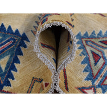 Load image into Gallery viewer, 6&#39;1&quot;x9&#39;1&quot; Mellow Yellow, Special Kazak with Southwestern Design, Hand Knotted, Soft Wool, Oriental Rug FWR522078