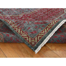 Load image into Gallery viewer, 6&#39;x9&#39; Feldgrau Green, Vintage Look Mamluk, Zero Pile, Shaved Low, Worn Wool, Hand Knotted, Oriental Rug FWR522090