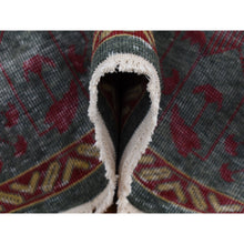Load image into Gallery viewer, 6&#39;x9&#39; Feldgrau Green, Vintage Look Mamluk, Zero Pile, Shaved Low, Worn Wool, Hand Knotted, Oriental Rug FWR522090