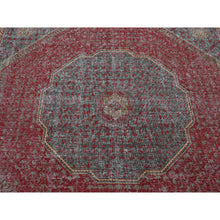 Load image into Gallery viewer, 6&#39;x9&#39; Feldgrau Green, Vintage Look Mamluk, Zero Pile, Shaved Low, Worn Wool, Hand Knotted, Oriental Rug FWR522090