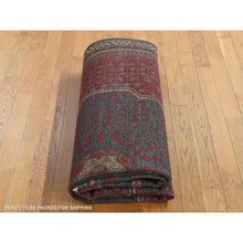 Load image into Gallery viewer, 6&#39;x9&#39; Feldgrau Green, Vintage Look Mamluk, Zero Pile, Shaved Low, Worn Wool, Hand Knotted, Oriental Rug FWR522090
