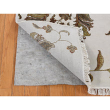 Load image into Gallery viewer, 6&#39;x9&#39;2&quot; Timberwolf Gray, Open And Large Leaf And Flower Rajasthan Design, On Clearance, No Border, Wool And Silk, Hand Knotted, Oriental Rug FWR522102