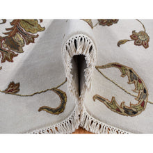 Load image into Gallery viewer, 6&#39;x9&#39;2&quot; Timberwolf Gray, Open And Large Leaf And Flower Rajasthan Design, On Clearance, No Border, Wool And Silk, Hand Knotted, Oriental Rug FWR522102
