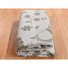 Load image into Gallery viewer, 6&#39;x9&#39;2&quot; Timberwolf Gray, Open And Large Leaf And Flower Rajasthan Design, On Clearance, No Border, Wool And Silk, Hand Knotted, Oriental Rug FWR522102