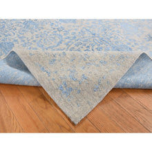 Load image into Gallery viewer, 7&#39;10&quot;x9&#39;9&quot; Alaskan Blue, Hand Loomed, Erased Broken Pomegranate Design, Pure Wool, Oriental Rug FWR522132