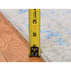 7'10"x9'9" Alaskan Blue, Hand Loomed, Erased Broken Pomegranate Design, Pure Wool, Oriental Rug FWR522132