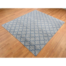 Load image into Gallery viewer, 8&#39;1&quot;x9&#39;9&quot; Cloud Gray, On Clearance, Hand Knotted, Moroccan Berber Criss Cross Design, Thick And Plush, Pure Wool, Oriental Rug FWR522150