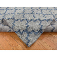 Load image into Gallery viewer, 8&#39;1&quot;x9&#39;9&quot; Cloud Gray, On Clearance, Hand Knotted, Moroccan Berber Criss Cross Design, Thick And Plush, Pure Wool, Oriental Rug FWR522150