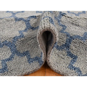 8'1"x9'9" Cloud Gray, On Clearance, Hand Knotted, Moroccan Berber Criss Cross Design, Thick And Plush, Pure Wool, Oriental Rug FWR522150