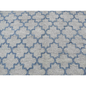 8'1"x9'9" Cloud Gray, On Clearance, Hand Knotted, Moroccan Berber Criss Cross Design, Thick And Plush, Pure Wool, Oriental Rug FWR522150