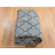 Load image into Gallery viewer, 8&#39;1&quot;x9&#39;9&quot; Cloud Gray, On Clearance, Hand Knotted, Moroccan Berber Criss Cross Design, Thick And Plush, Pure Wool, Oriental Rug FWR522150