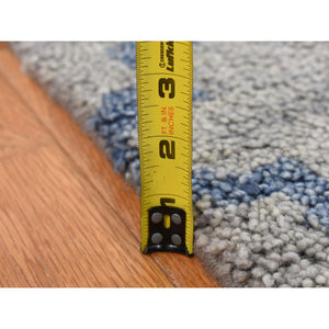 8'1"x9'9" Cloud Gray, On Clearance, Hand Knotted, Moroccan Berber Criss Cross Design, Thick And Plush, Pure Wool, Oriental Rug FWR522150