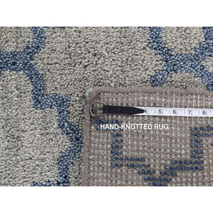 8'1"x9'9" Cloud Gray, On Clearance, Hand Knotted, Moroccan Berber Criss Cross Design, Thick And Plush, Pure Wool, Oriental Rug FWR522150