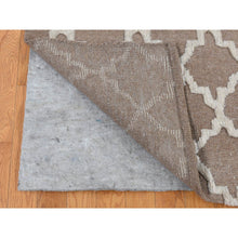 Load image into Gallery viewer, 7&#39;10&quot;x9&#39;9&quot; Coffee Brown, Moroccan Crisscross Design, Pure Wool, Hand Knotted, Flat Weave And Pile Combination, Oriental Rug FWR522156