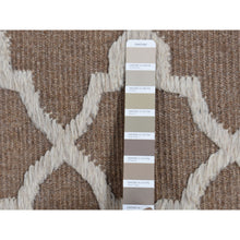 Load image into Gallery viewer, 7&#39;10&quot;x9&#39;9&quot; Coffee Brown, Moroccan Crisscross Design, Pure Wool, Hand Knotted, Flat Weave And Pile Combination, Oriental Rug FWR522156