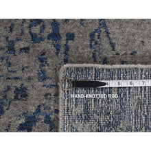 Load image into Gallery viewer, 7&#39;10&quot;x10&#39; Black and Gray, Wool and Plant Based Silk, Modern Textured Roman Floor Design, Hand Loomed, Oriental Rug FWR505782