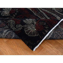 Load image into Gallery viewer, 8&#39;1&quot;x10&#39; Neutral Black, Modern Paisley And Flower Mughal Influence Design, Hand Knotted, Pure Wool, Oriental Rug FWR522174