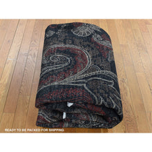 Load image into Gallery viewer, 8&#39;1&quot;x10&#39; Neutral Black, Modern Paisley And Flower Mughal Influence Design, Hand Knotted, Pure Wool, Oriental Rug FWR522174