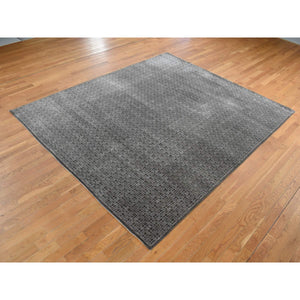 8'1"x9'9" Chocolate Brown, Small Box Design, Wool And Silk, Hand Knotted, Oriental Rug FWR522180
