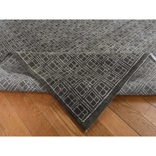Load image into Gallery viewer, 8&#39;1&quot;x9&#39;9&quot; Chocolate Brown, Small Box Design, Wool And Silk, Hand Knotted, Oriental Rug FWR522180
