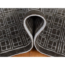 Load image into Gallery viewer, 8&#39;1&quot;x9&#39;9&quot; Chocolate Brown, Small Box Design, Wool And Silk, Hand Knotted, Oriental Rug FWR522180
