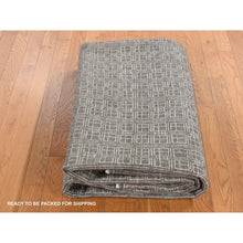 Load image into Gallery viewer, 8&#39;1&quot;x9&#39;9&quot; Chocolate Brown, Small Box Design, Wool And Silk, Hand Knotted, Oriental Rug FWR522180