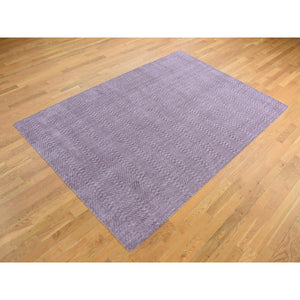 8'x10' Liserian Purple, Hand Loomed, Pure Wool, Tone on Tone, Oriental Rug FWR522186