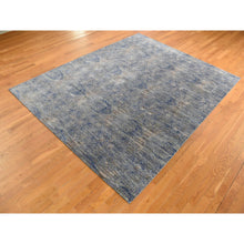 Load image into Gallery viewer, 8&#39;x10&#39;2&quot; Battleship Gray, Erased Rossets, Silk With Textured Wool, Hand Knotted, Oriental Rug FWR522198