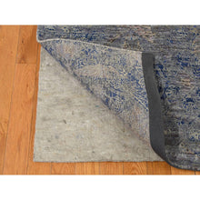 Load image into Gallery viewer, 8&#39;x10&#39;2&quot; Battleship Gray, Erased Rossets, Silk With Textured Wool, Hand Knotted, Oriental Rug FWR522198