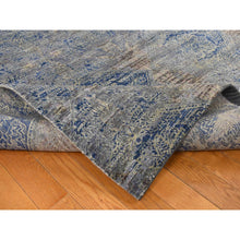 Load image into Gallery viewer, 8&#39;x10&#39;2&quot; Battleship Gray, Erased Rossets, Silk With Textured Wool, Hand Knotted, Oriental Rug FWR522198
