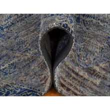 Load image into Gallery viewer, 8&#39;x10&#39;2&quot; Battleship Gray, Erased Rossets, Silk With Textured Wool, Hand Knotted, Oriental Rug FWR522198