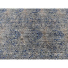 Load image into Gallery viewer, 8&#39;x10&#39;2&quot; Battleship Gray, Erased Rossets, Silk With Textured Wool, Hand Knotted, Oriental Rug FWR522198