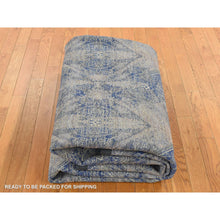 Load image into Gallery viewer, 8&#39;x10&#39;2&quot; Battleship Gray, Erased Rossets, Silk With Textured Wool, Hand Knotted, Oriental Rug FWR522198
