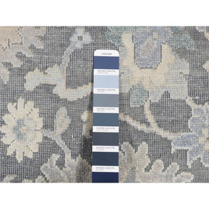 8'1"x10' Battleship Gray, Hand Knotted, Oushak Influence, Pure Silk With Textured Wool, Oriental Rug FWR522222
