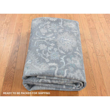 Load image into Gallery viewer, 8&#39;1&quot;x10&#39; Battleship Gray, Hand Knotted, Oushak Influence, Pure Silk With Textured Wool, Oriental Rug FWR522222