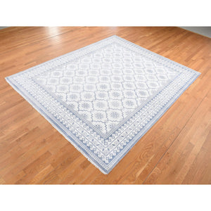 8'1"x10'2" Ivory, Agra Mughal Dynasty Design, Cotton, Hand Knotted, Oriental Rug FWR522246