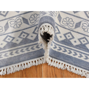 8'1"x10'2" Ivory, Agra Mughal Dynasty Design, Cotton, Hand Knotted, Oriental Rug FWR522246