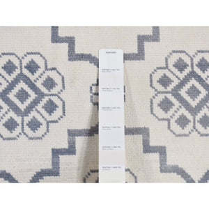 8'1"x10'2" Ivory, Agra Mughal Dynasty Design, Cotton, Hand Knotted, Oriental Rug FWR522246