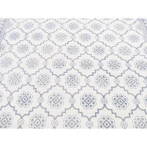 8'1"x10'2" Ivory, Agra Mughal Dynasty Design, Cotton, Hand Knotted, Oriental Rug FWR522246