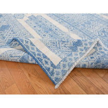 Load image into Gallery viewer, 7&#39;10&quot;x9&#39;8&quot; Medium Sapphire Blue, Pure Wool, Fine Peshawar With Intricate Geometric Motifs, Hand Knotted, Oriental Rug FWR522252